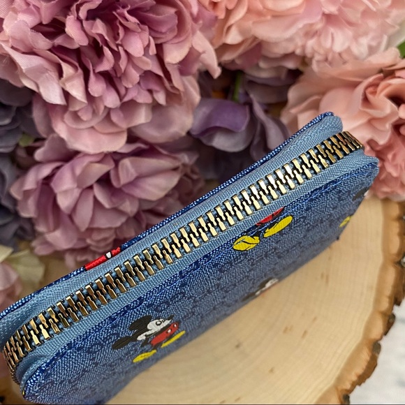Blue Mickey Mouse Vegan Leather Zippered Wallet - Picture 4 of 9